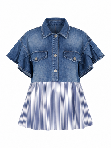 Wild Heart Patchwork Denim Blouse