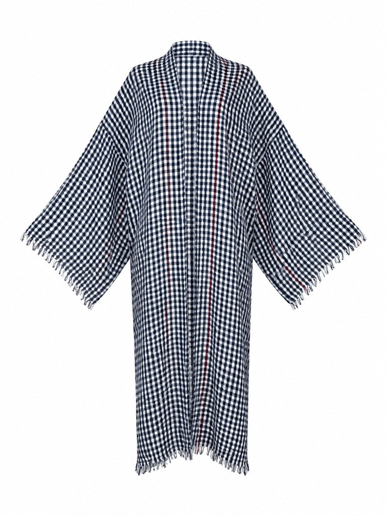 Free Spirit Plaid Fringe Kaftan