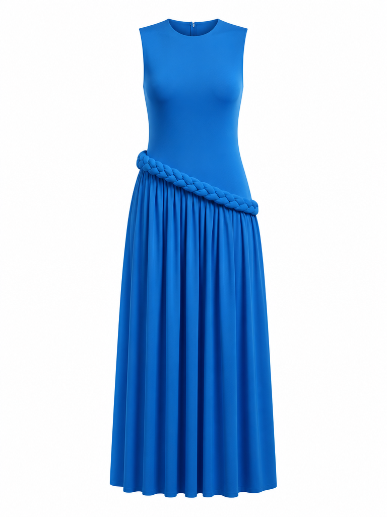 Graceful Braided Pleated Maxi Dress