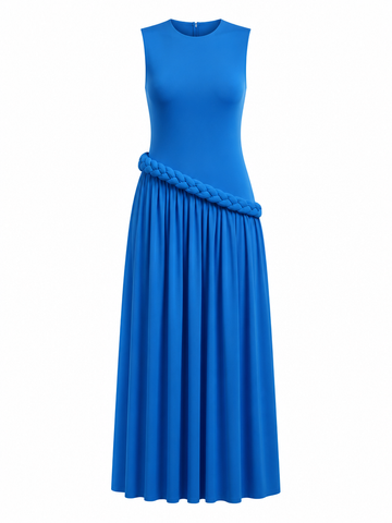 Graceful Braided Pleated Maxi Dress