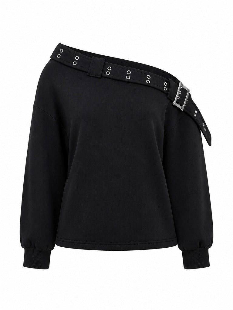 Fierce Buckle Off-Shoulder Pullover