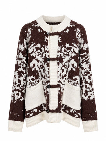 Distinctive Jacquard Knit Cardigan