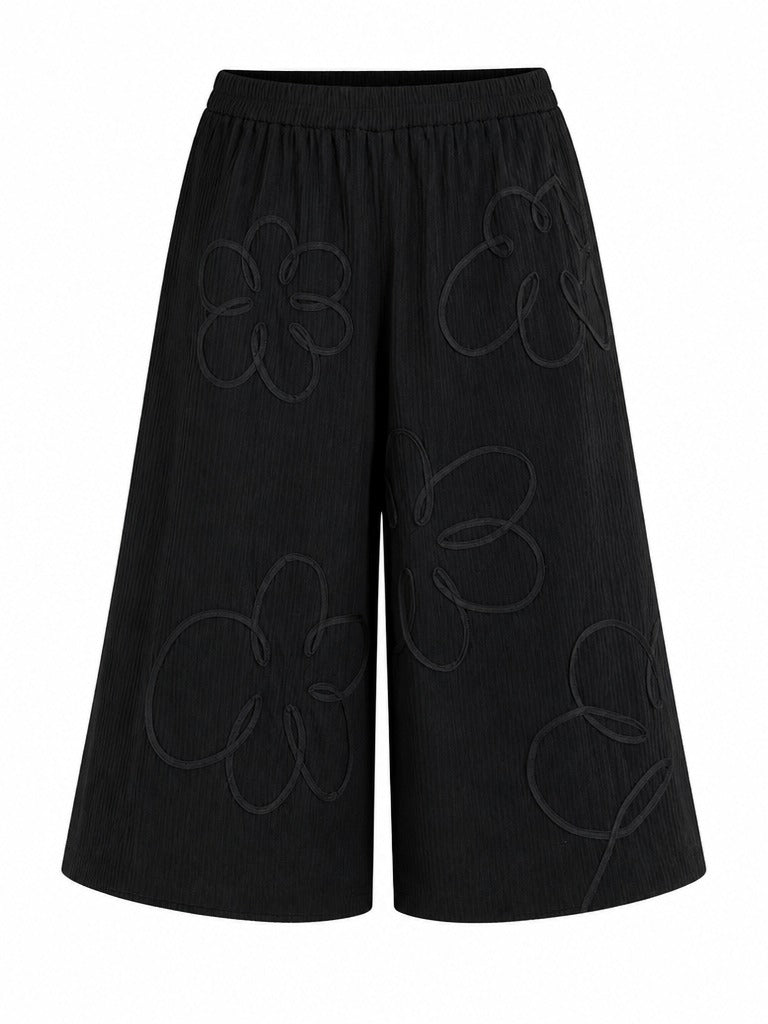 Grounded Floral Corduroy Wide-Leg Pants
