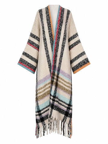 Wanderlust Plaid Fringed Kimono