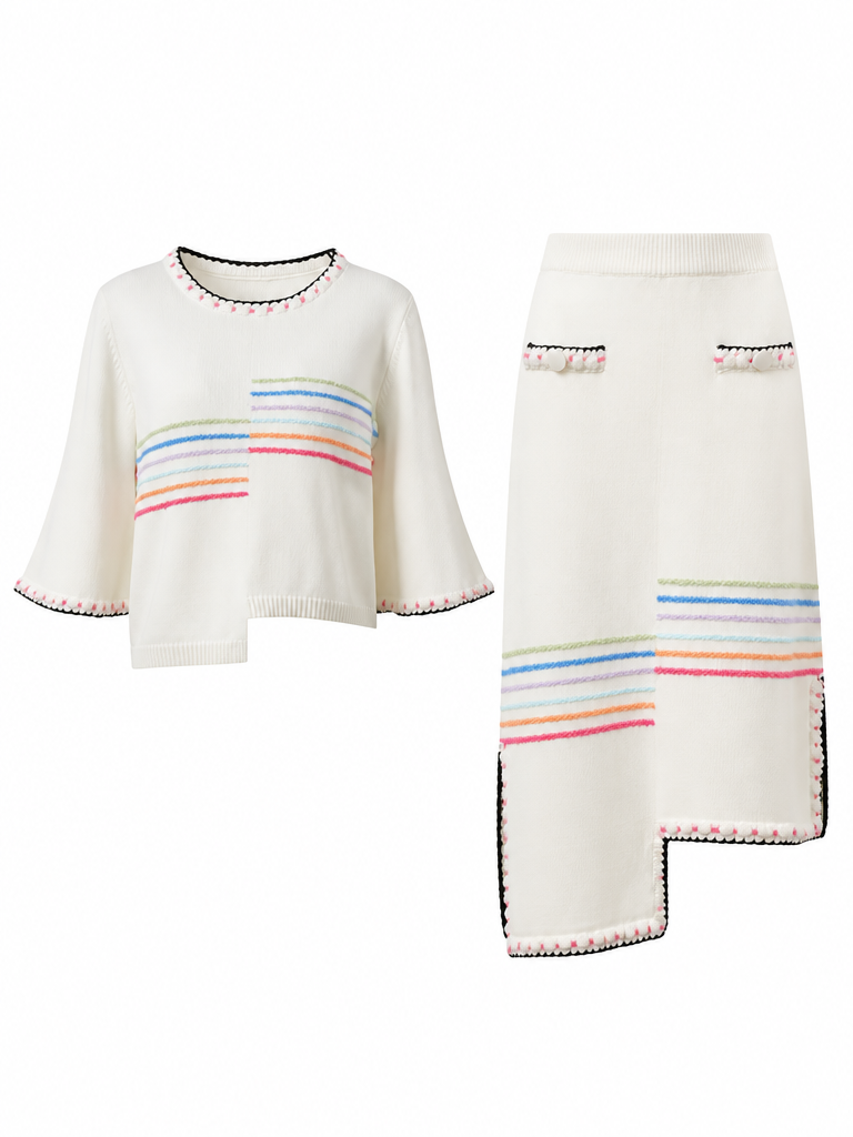 Vibrant Striped Knit Two-Piece Set
