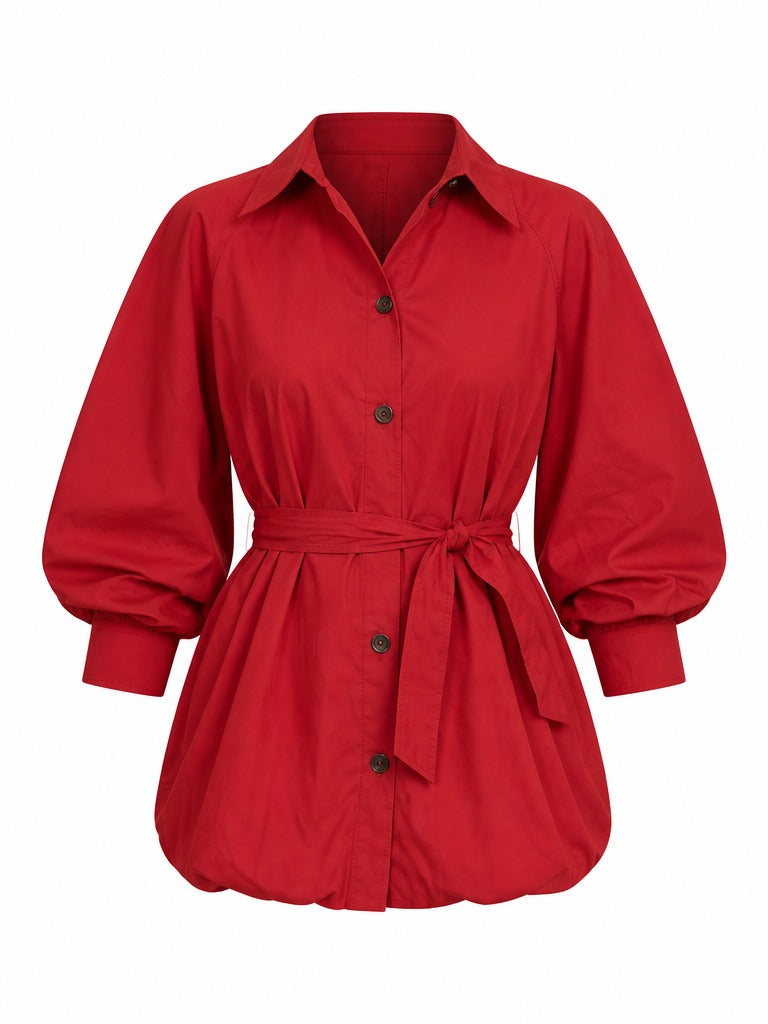 Audacious Cinched Red Trench Coat