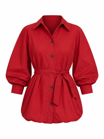 Audacious Cinched Red Trench Coat