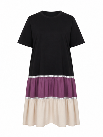 Grounded Patchwork Ribbed Maxi Dress