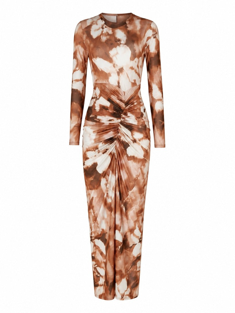 Radiant Tie Dye Ruched Maxi Dress