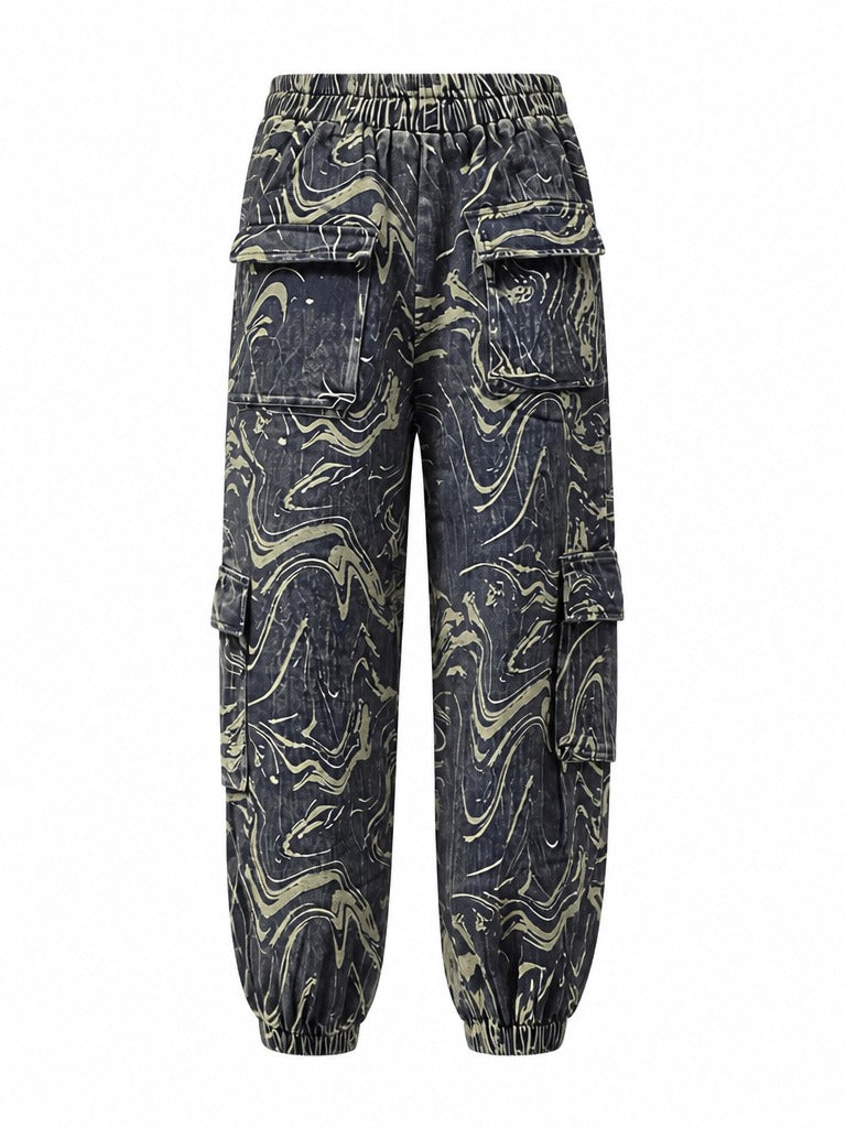 Adventurous Marbled Denim Harem Jeans