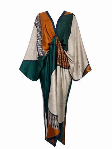 Free Spirit Printed Deep V-Neck Kaftan