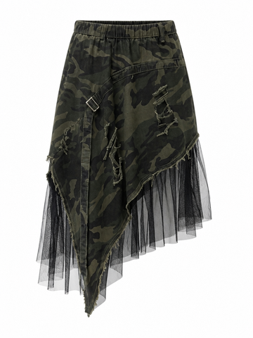 Daring Camouflage Mesh A-Line Skirt