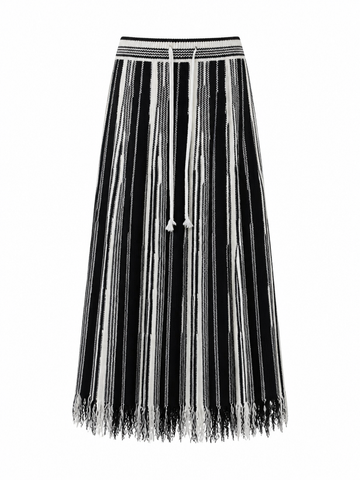 Free Spirit Striped Tassel Knit Skirt