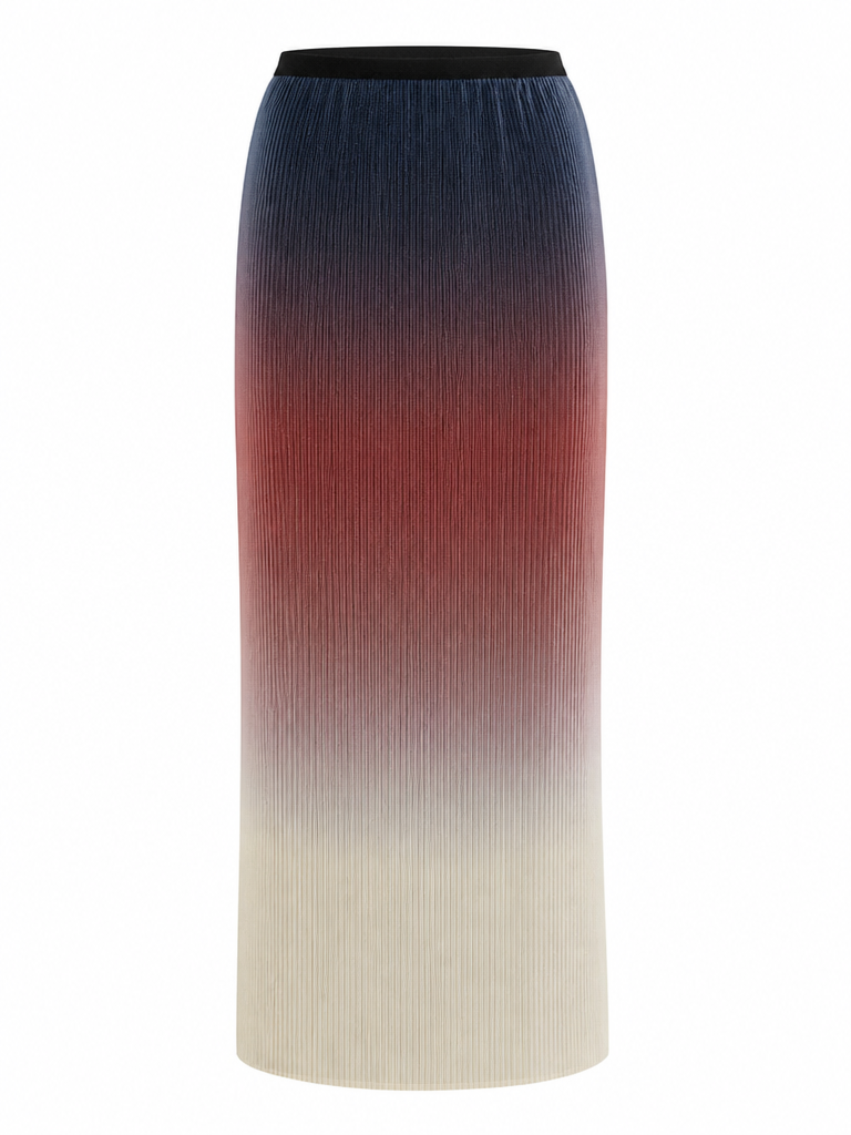 Radiant Pleated Gradient Midi Skirt