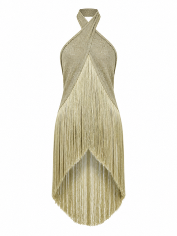 Spirited Halter Fringe Blouse
