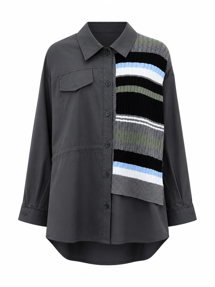 Unique Patchwork Knit Long Blouse