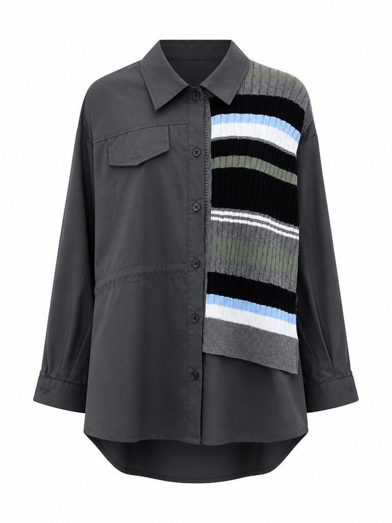 Unique Patchwork Knit Long Blouse