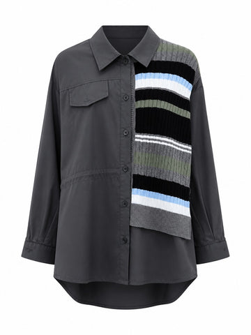 Unique Patchwork Knit Long Blouse