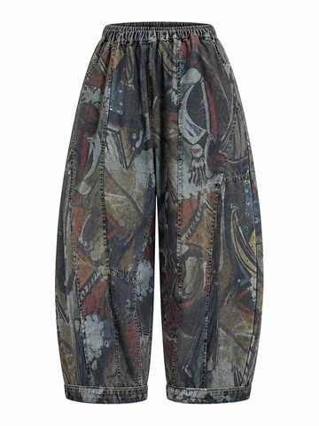 Maverick Printed Wide Leg Jeans