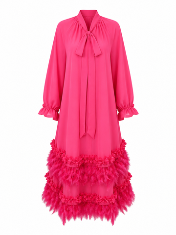 Divine Chiffon Feather Trim Maxi Dress