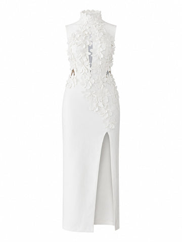 Elegant Halter Flower Maxi Dress