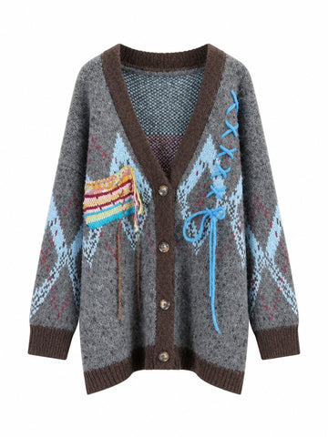 Unique Embroidered Knit Cardigan