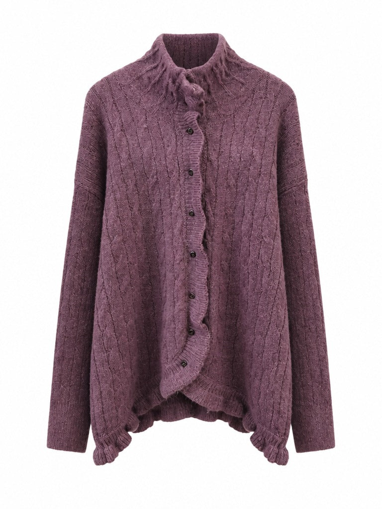 Grounded Ruffled Knit Cardigan