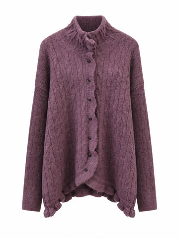 Grounded Ruffled Knit Cardigan