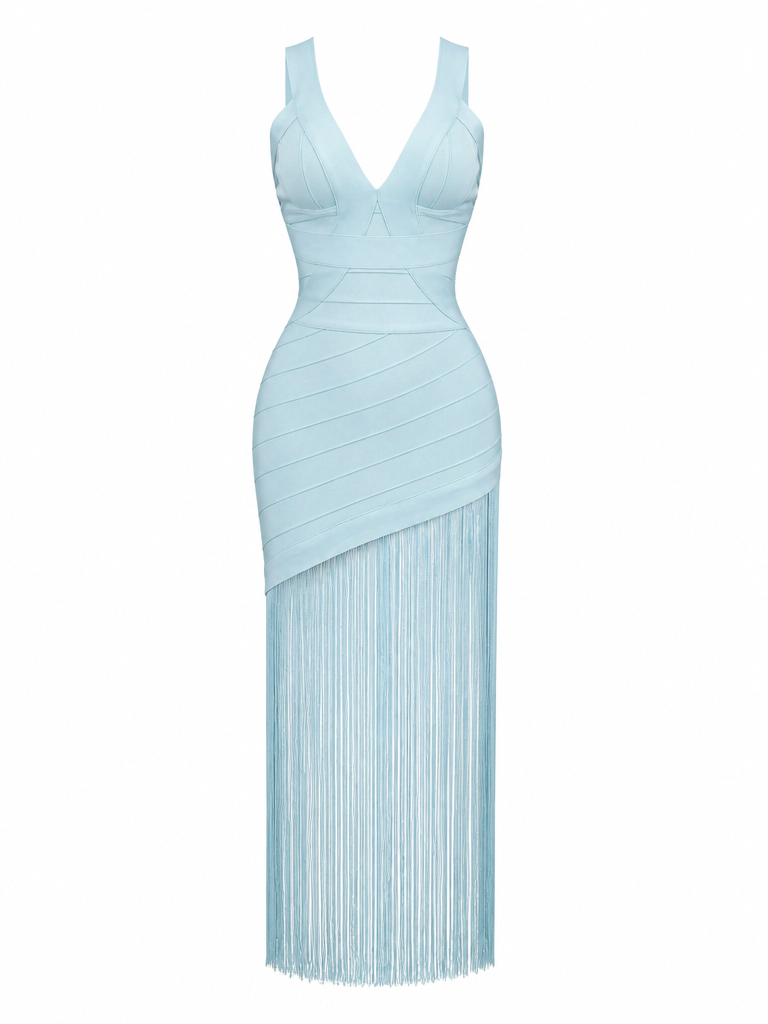 Radiant Fringe Bandage Maxi Dress