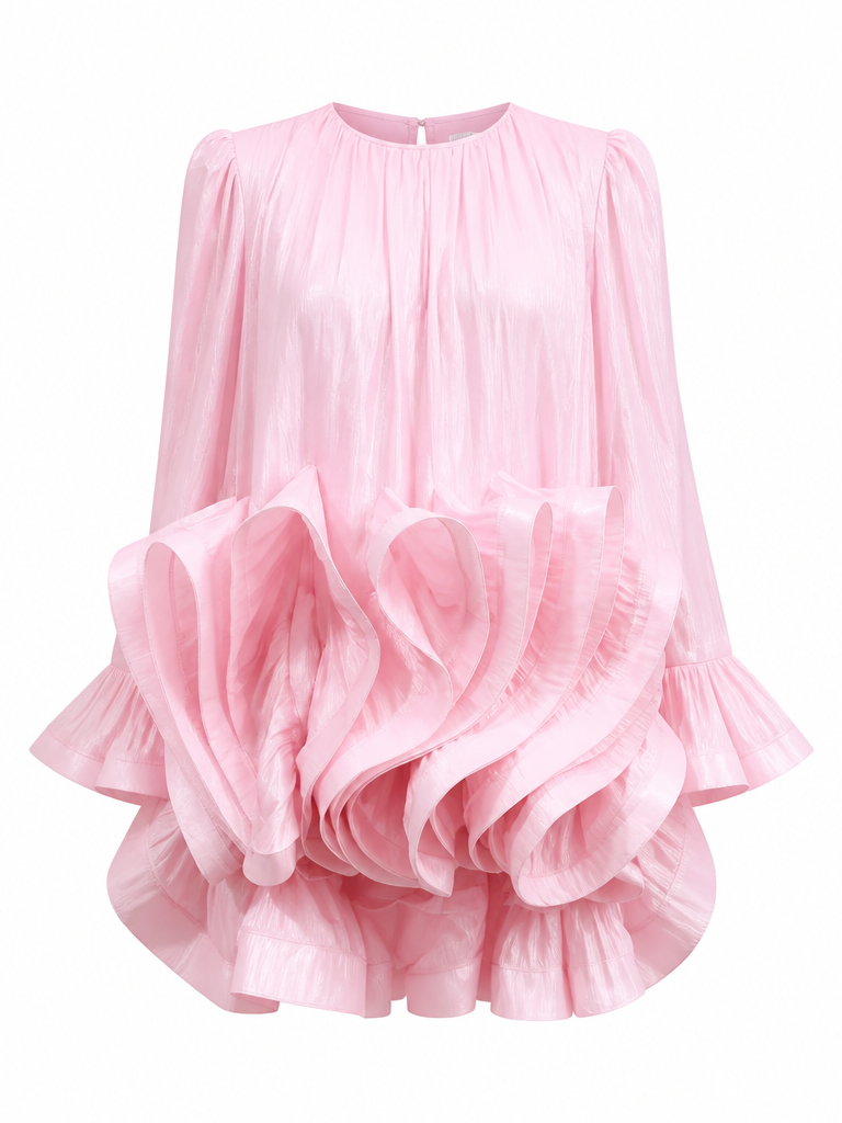 Ethereal Ruffled Chiffon Mini Dress