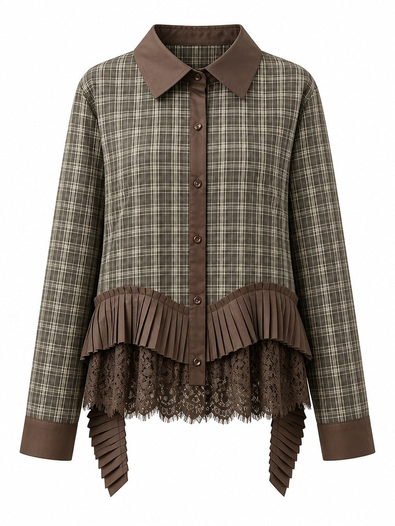 Audacious Plaid Lace Blouse