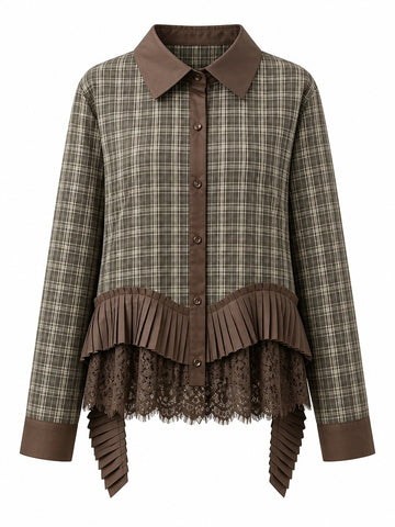 Audacious Plaid Lace Blouse