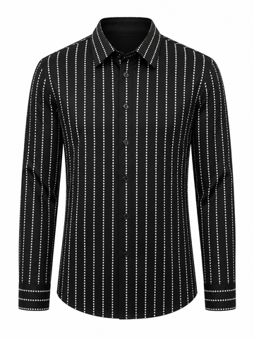 Magnetic Rhinestone Striped Blouse
