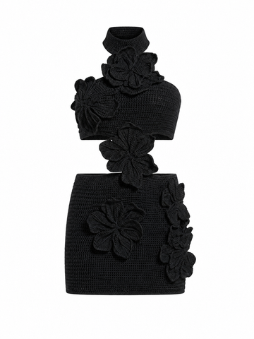 Radiant Crochet Halter Mini Dress