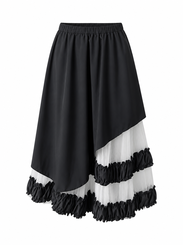 Sovereign Patchwork Mesh Midi Skirt