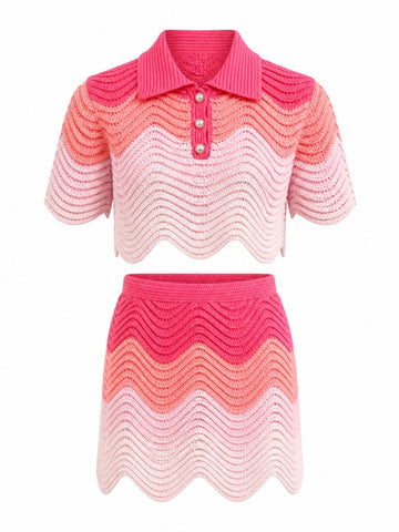 Vibrant Striped Knit Pullover Suit