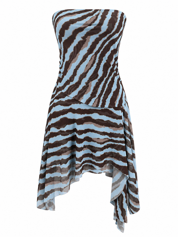 Dynamic Striped Irregular Mini Dress