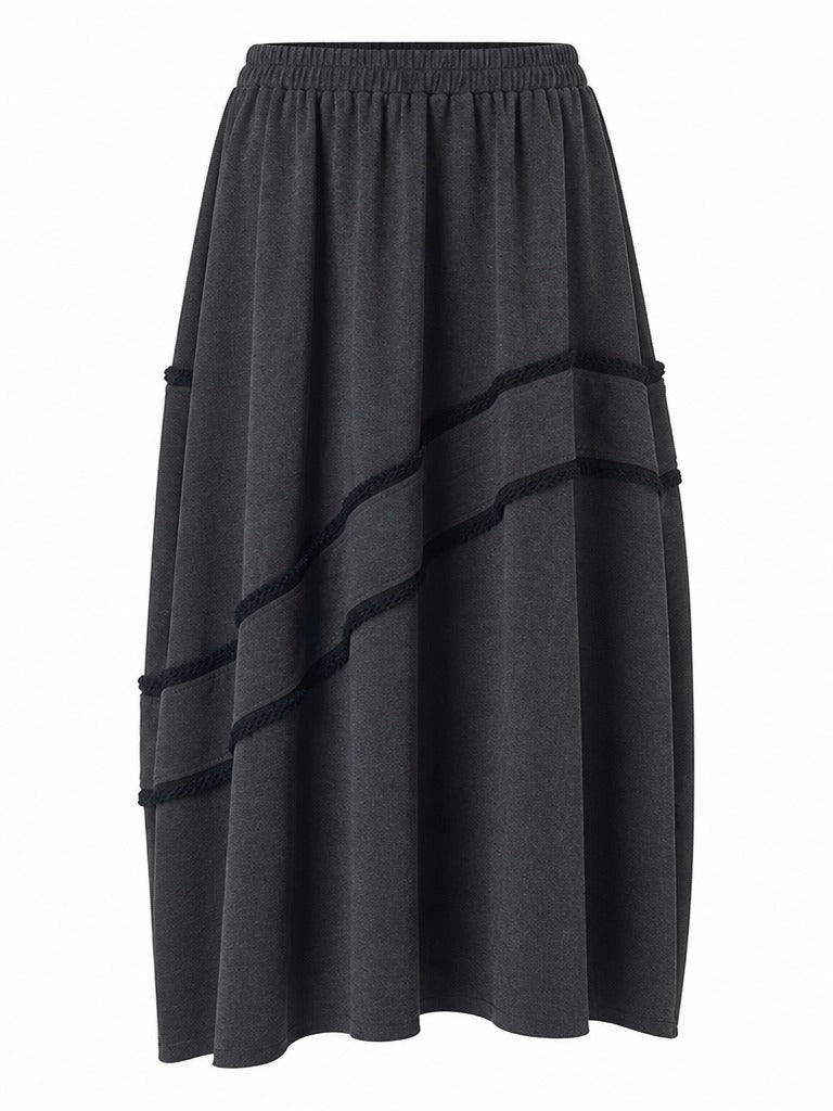 Grounded Asymmetrical Jersey Midi Skirt