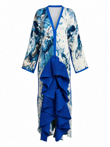 Wanderlust Pleated Ruffle Kaftan Dress