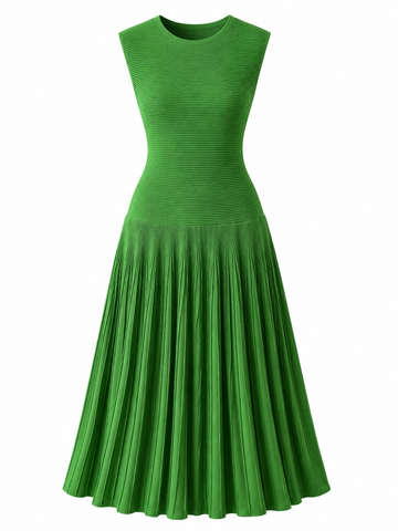 Vibrant Pleated Knit Maxi Dress