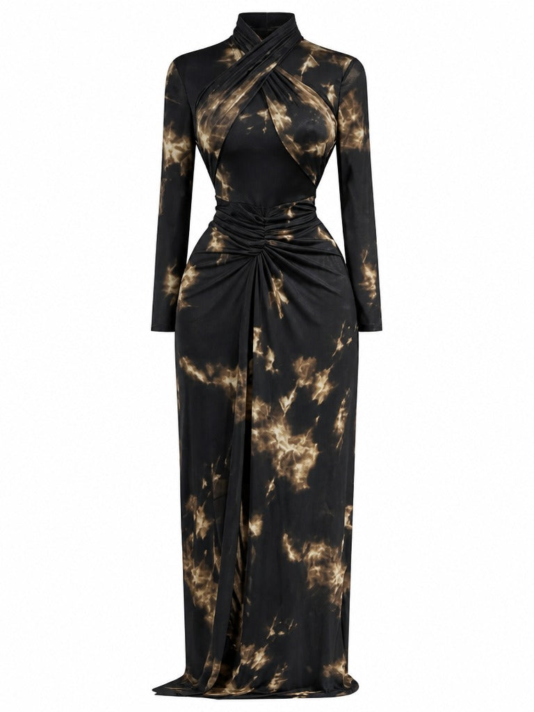 Fearless Draped Abstract Maxi Dress
