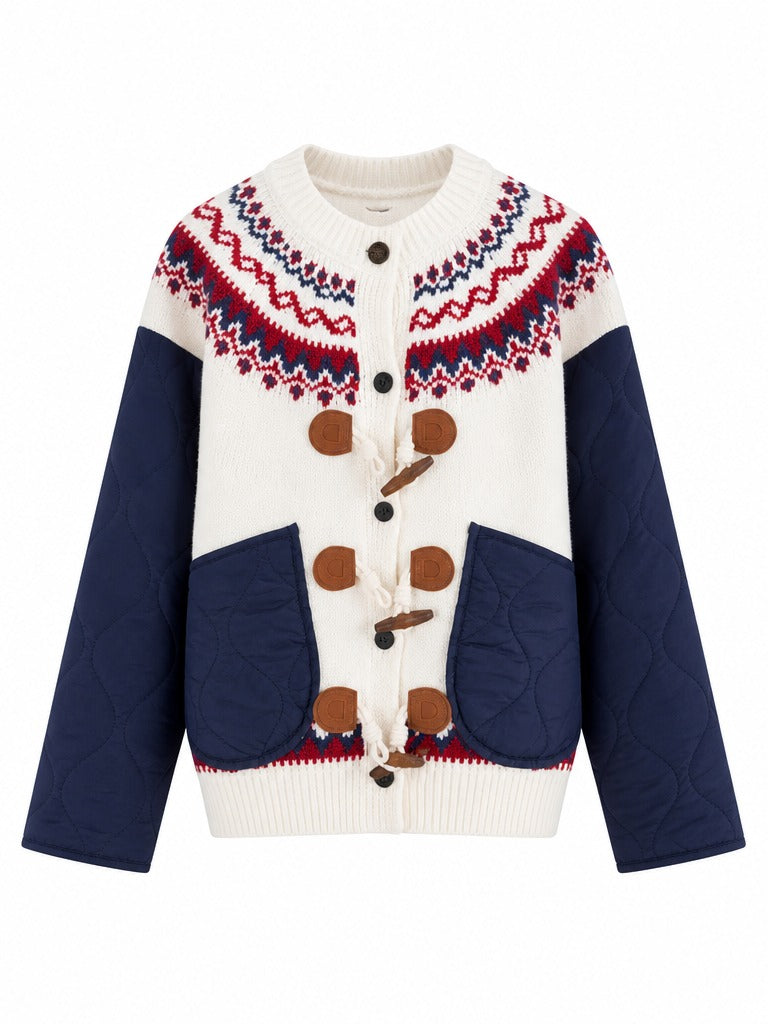 Adventurous Patchwork Knit Cardigan