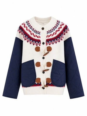 Adventurous Patchwork Knit Cardigan
