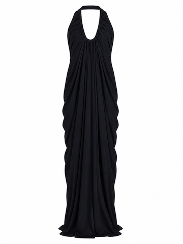 Confident Draped Halter Maxi Dress