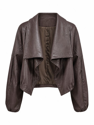 Daring Faux Leather Draped Jacket