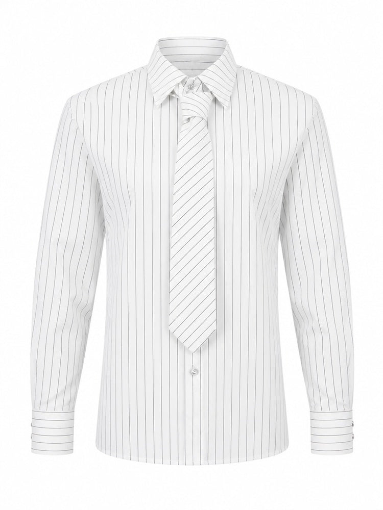 Audacious Striped Tie Long Sleeve Blouse