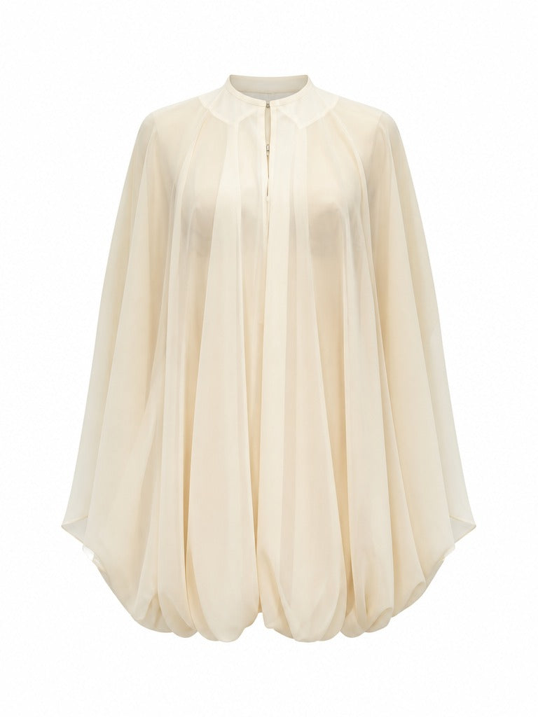Ethereal Sheer Cape Mini Dress