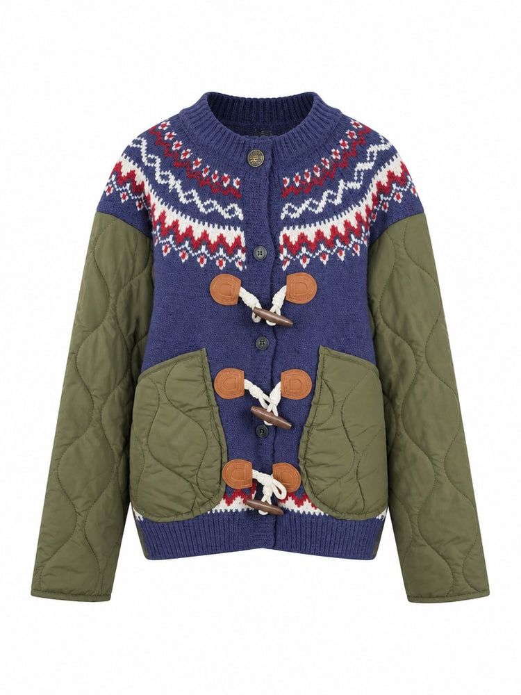Adventurous Patchwork Knit Cardigan
