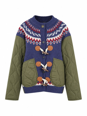 Adventurous Patchwork Knit Cardigan