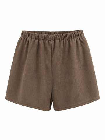 Elegant Ruffled Suede Shorts Set